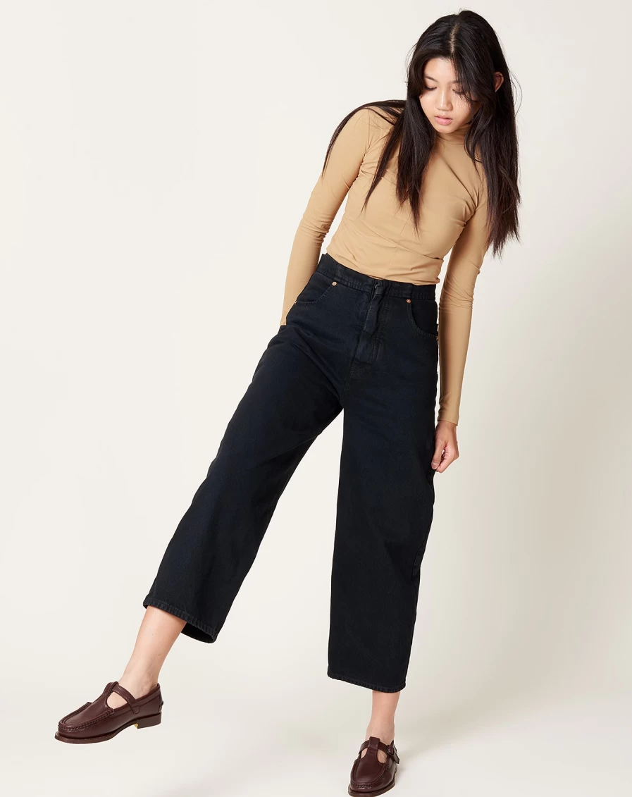 MM6 High Waist Black Jeans for Women - Slim Fit Stretch Denim Pants