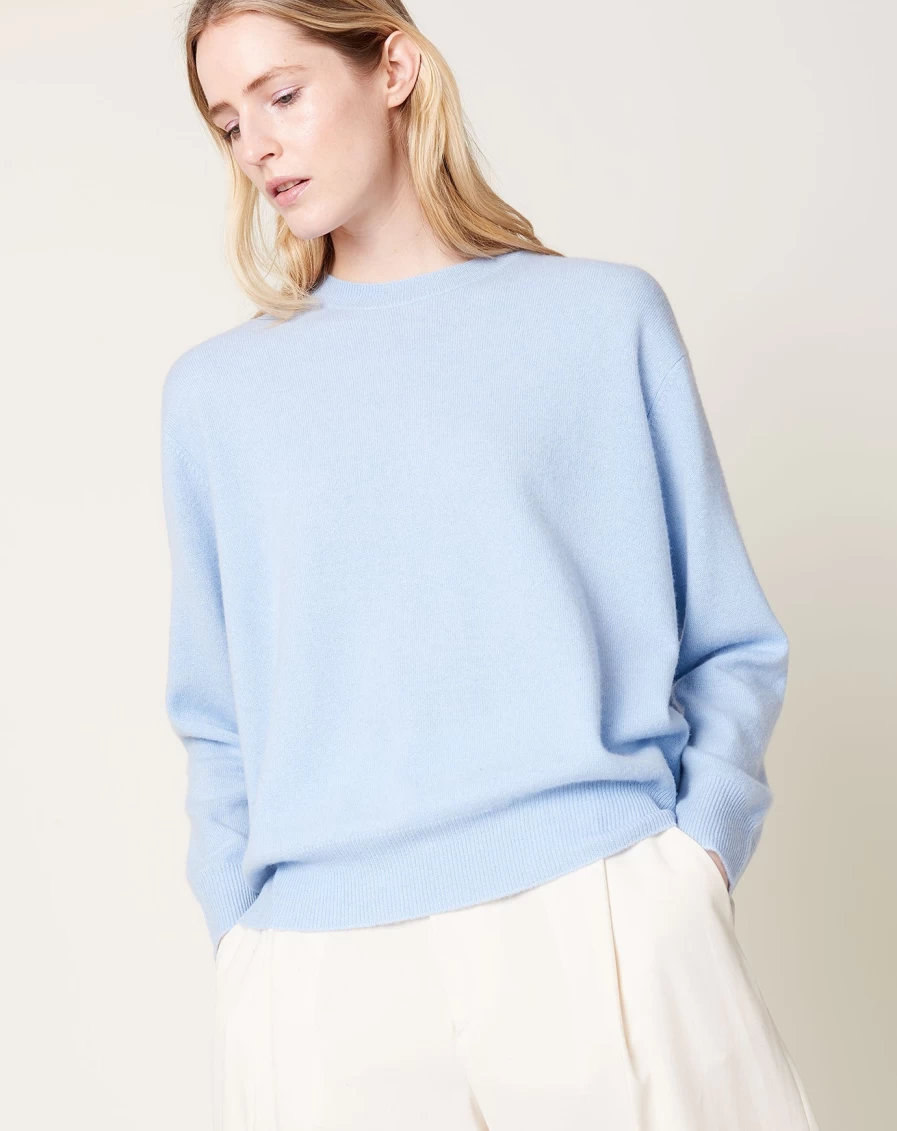 Demylee Eider Baby Blue Sweater for Women - Soft Knit Pullover Top