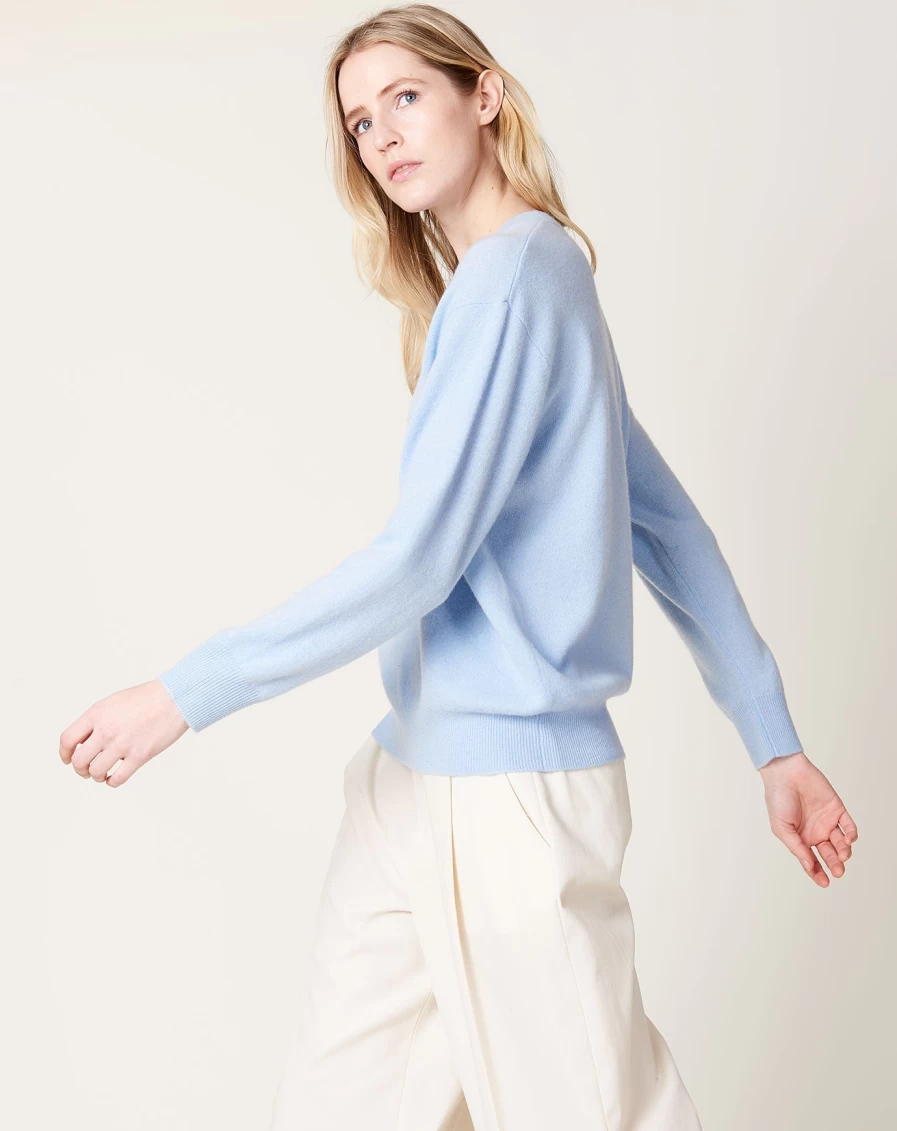 Demylee Eider Baby Blue Sweater for Women - Soft Knit Pullover Top