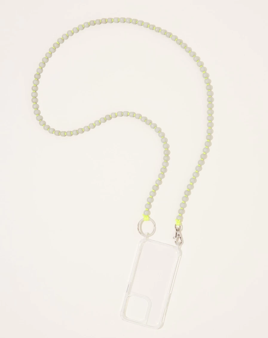 Ina Seifart iPhone Necklace - Light Grey & Neon Yellow Handy Chain for Smartphones