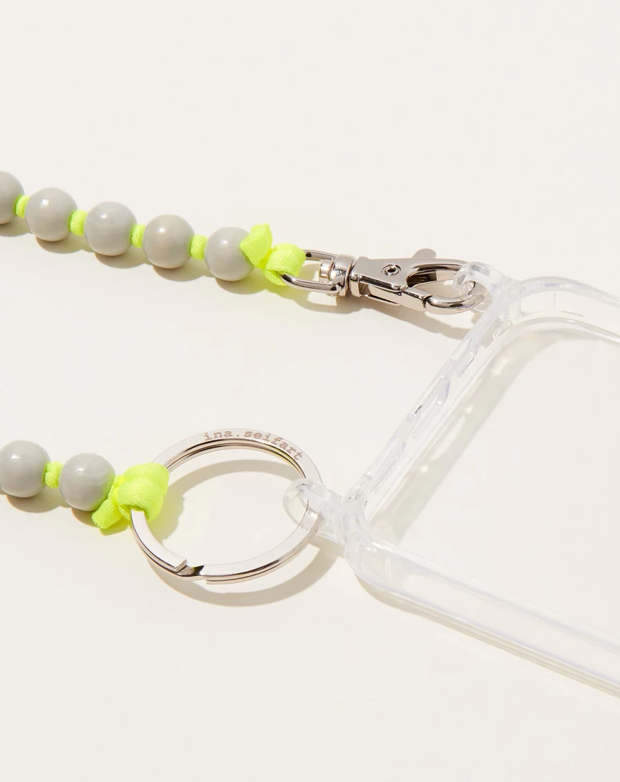 Ina Seifart iPhone Necklace - Light Grey & Neon Yellow Handy Chain for Smartphones