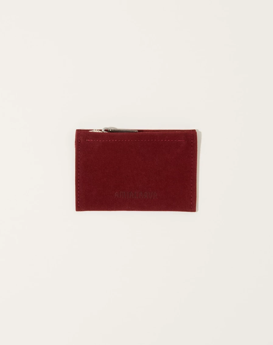 Amiacalva Burgundy Washed Canvas Pouch - Stylish & Durable Carry Bag