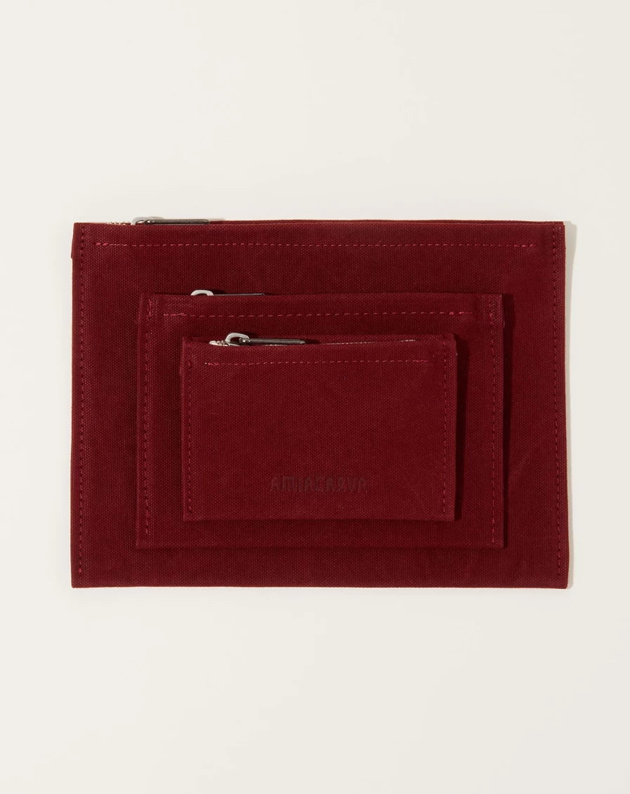 Amiacalva Burgundy Washed Canvas Pouch - Stylish & Durable Carry Bag