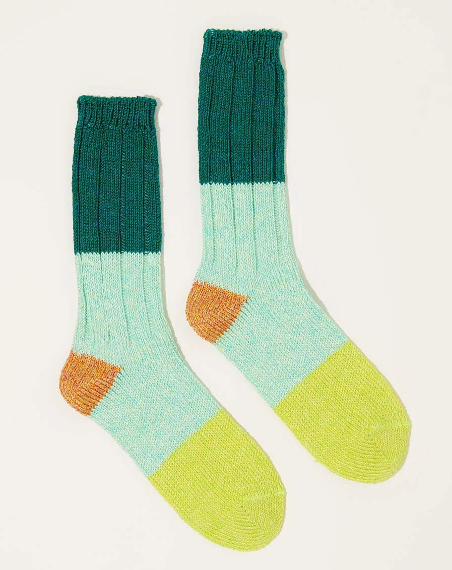 Kapital 56 Yarns Linen Grandrelle Socks - Green Color, Premium Quality Men's & Women's Fashion Socks