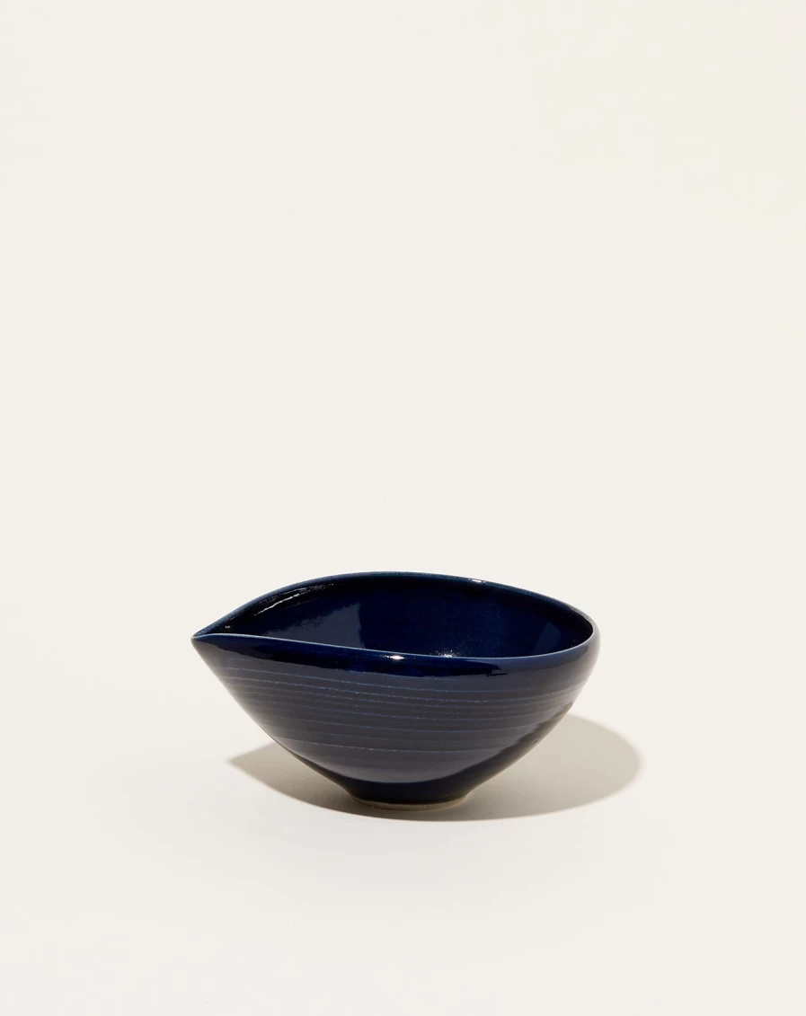 Monohanako Dark Blue Medium Almond Bowl – Handcrafted Ceramic Serving Dish