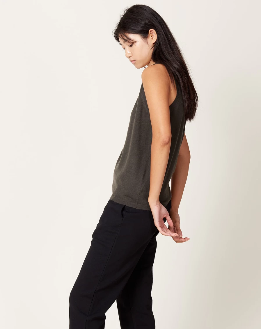 "Frenckenberger Black Olive Short Big Tank Top for Women - Casual Sleeveless Shirt"