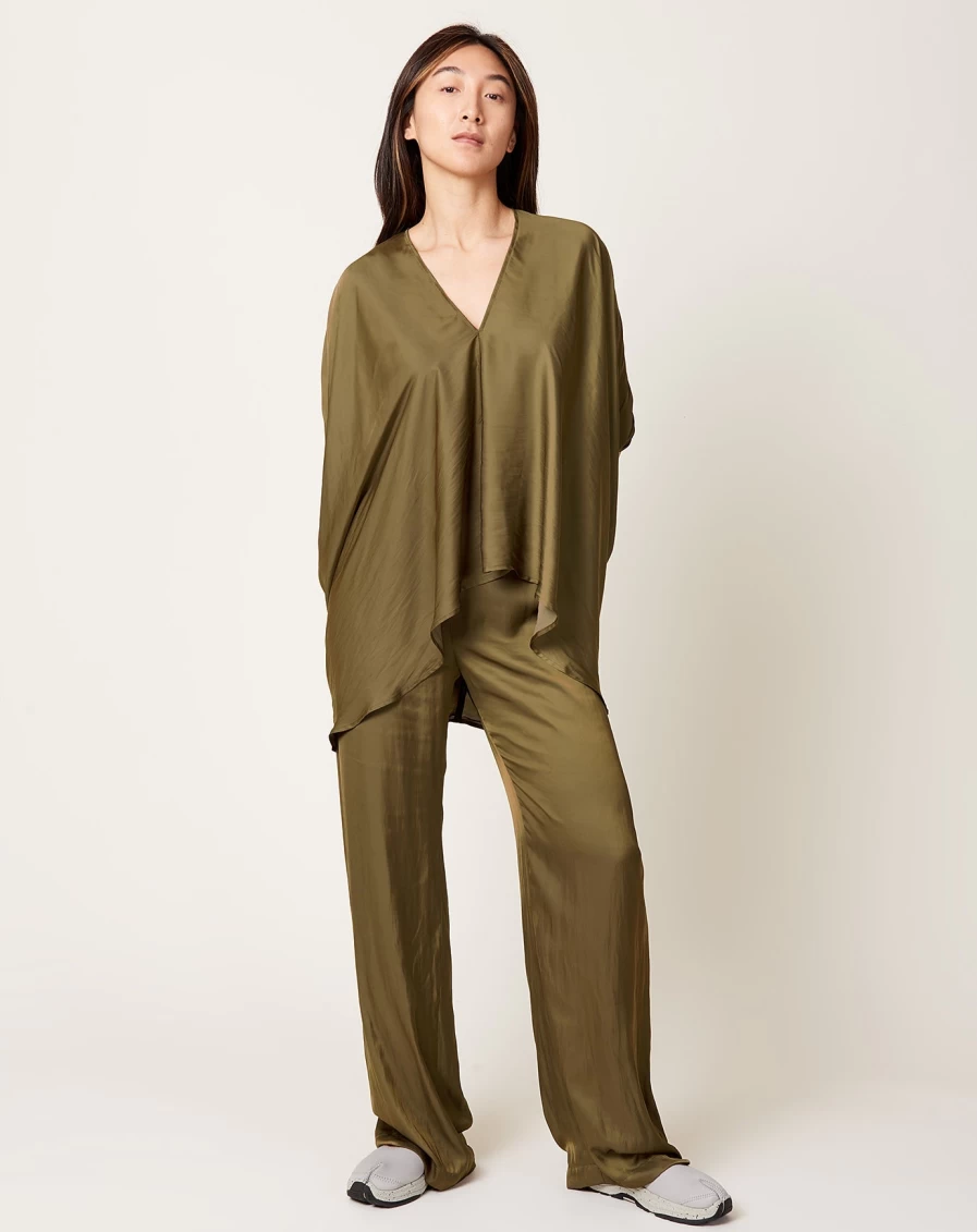 Zero + Maria Cornejo Lena Top in Olive Drift - Women's Olive Green T-Shirt