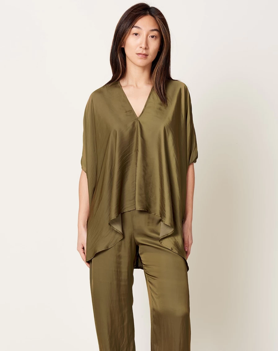 Zero + Maria Cornejo Lena Top in Olive Drift - Women's Olive Green T-Shirt