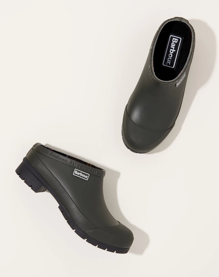 Barbour Quinn Olive Clog - Comfortable Slip-On Shoes for Men & Women