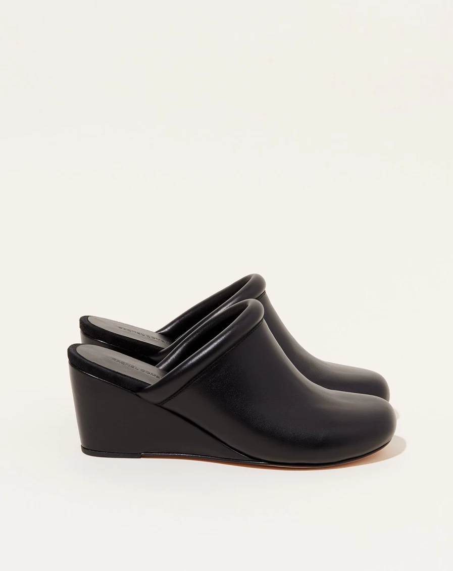 Rachel Comey Black Low Bully Wedge Sandals - Stylish & Comfortable Women's Shoes