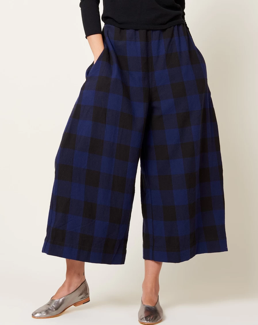 "Fabiana Pigna Blue Black Plaid Tinta Pant Premium Quality Trousers"