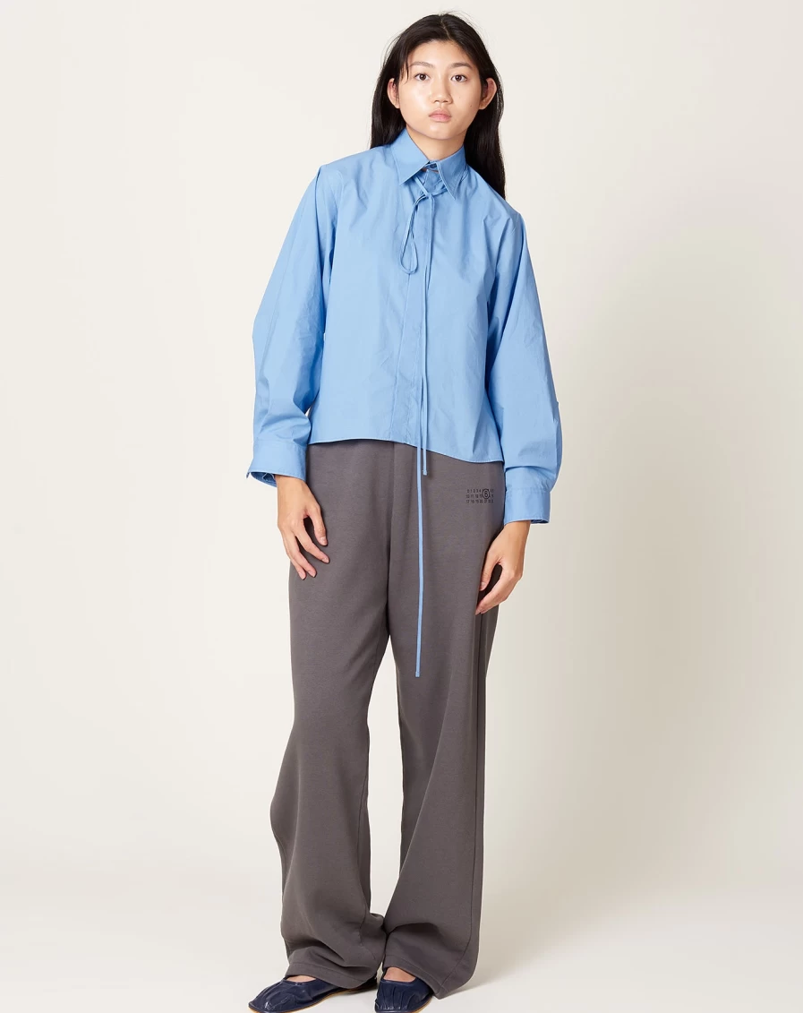 MM6 Iris Blue Convertible Collar Shirt - Stylish & Versatile Design