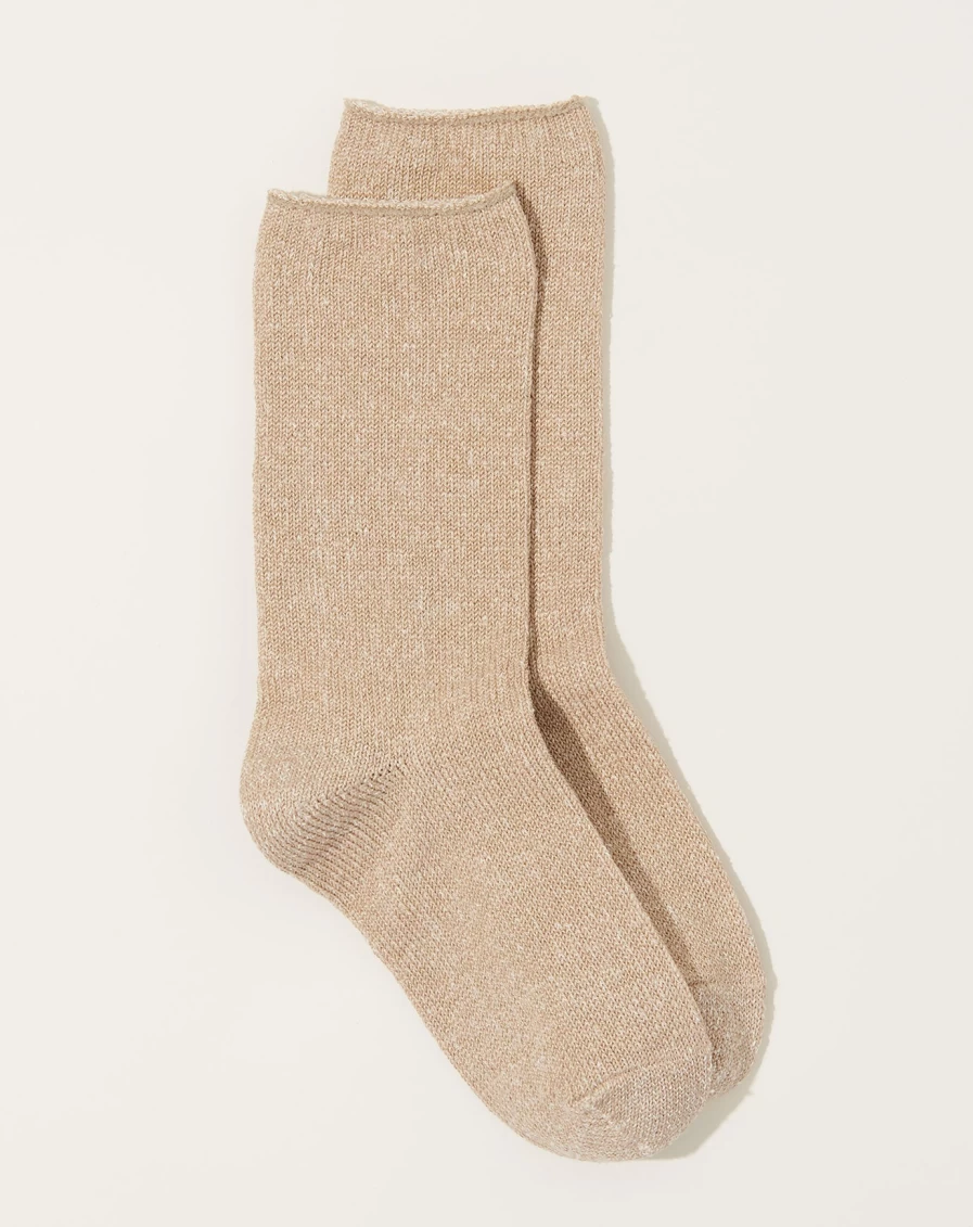 Nishiguchi Kutsushita Beige Linen Silk Socks – Luxury Breathable Summer Socks for Men & Women