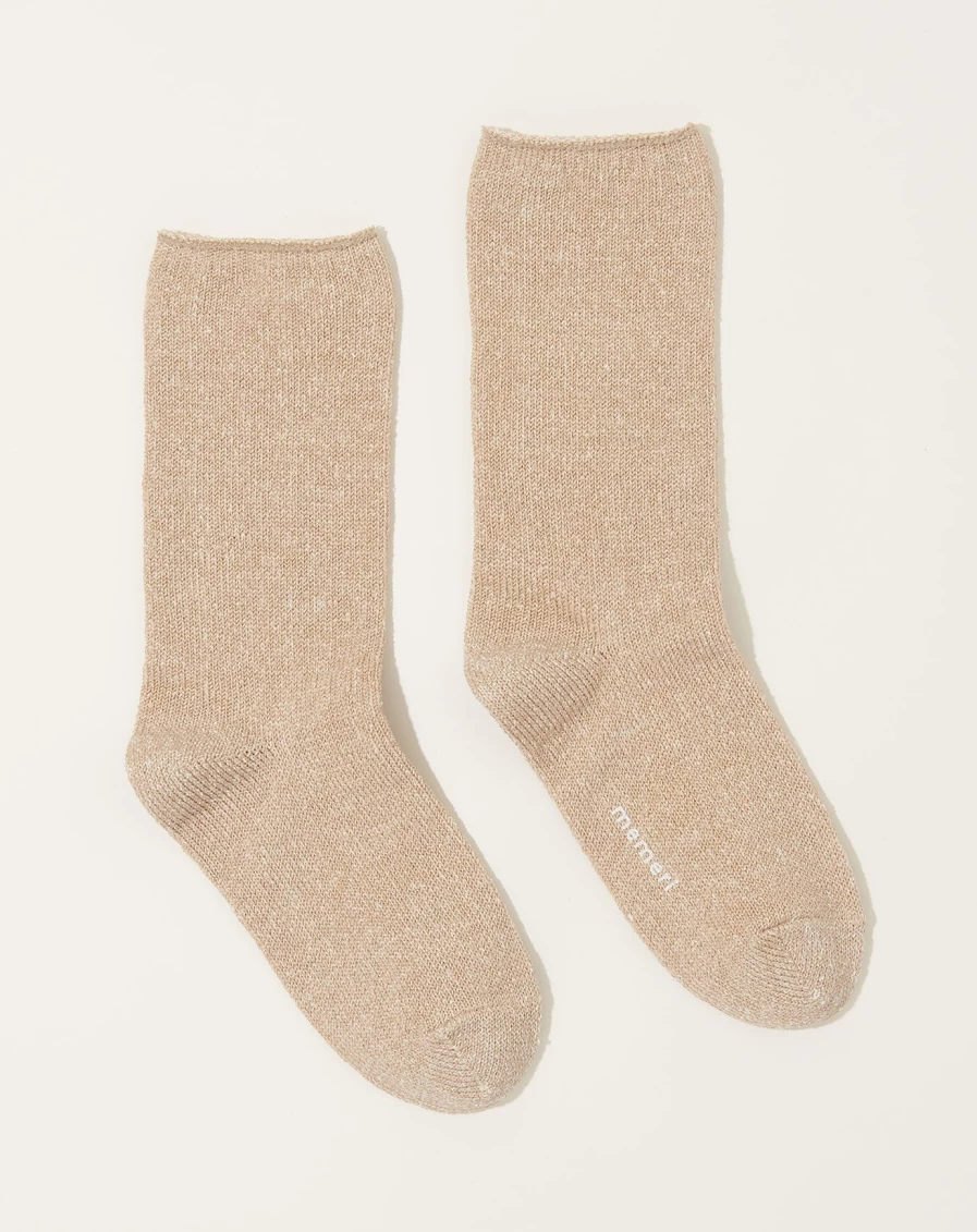 Nishiguchi Kutsushita Beige Linen Silk Socks – Luxury Breathable Summer Socks for Men & Women