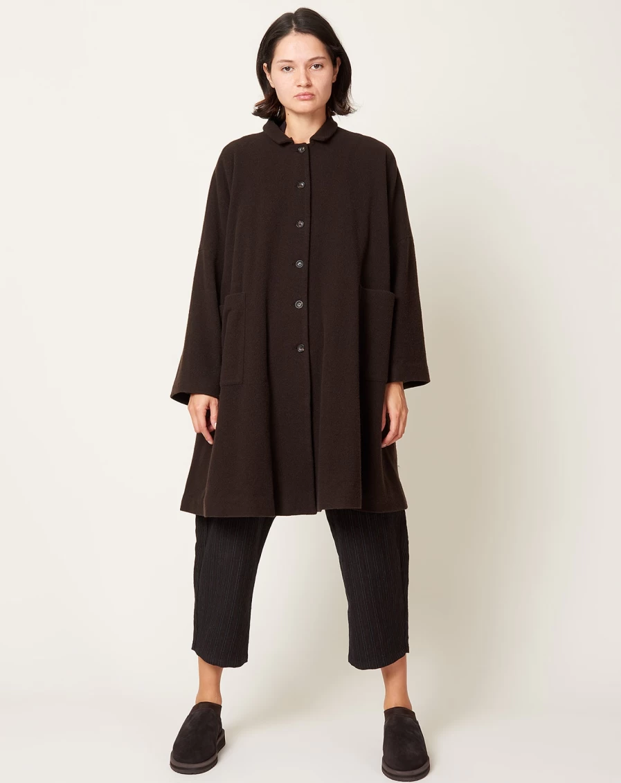 Apuntob Women's Wool Cashmere Blend Chocolate Brown Long Coat - Premium Winter Overcoat