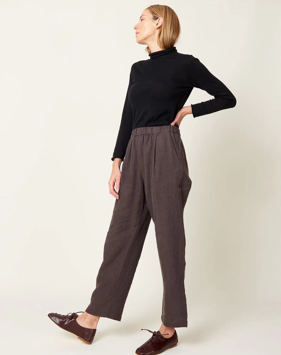 "EvaM Eva Women's Linen Wide-Leg Pants in Brown - Comfortable High-Waisted Boho Trousers"