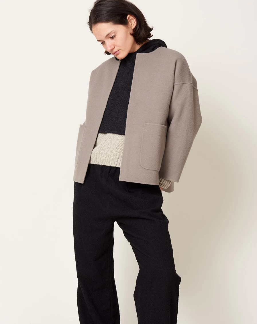 "Eva Mocha Short Coat by EVAM EVA – Stylish Women's Outerwear"