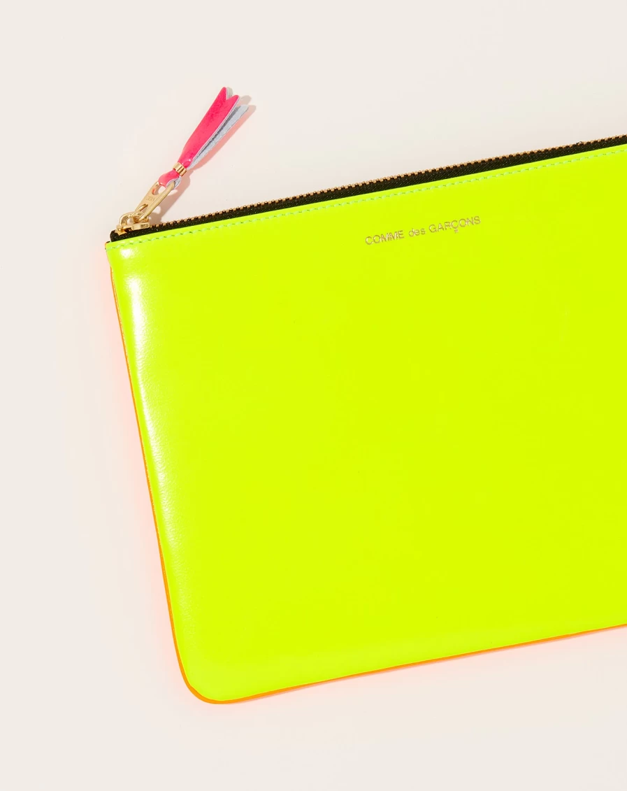 Comme des Garçons Super Fluo Yellow & Light Orange Zip Wallet Pouch