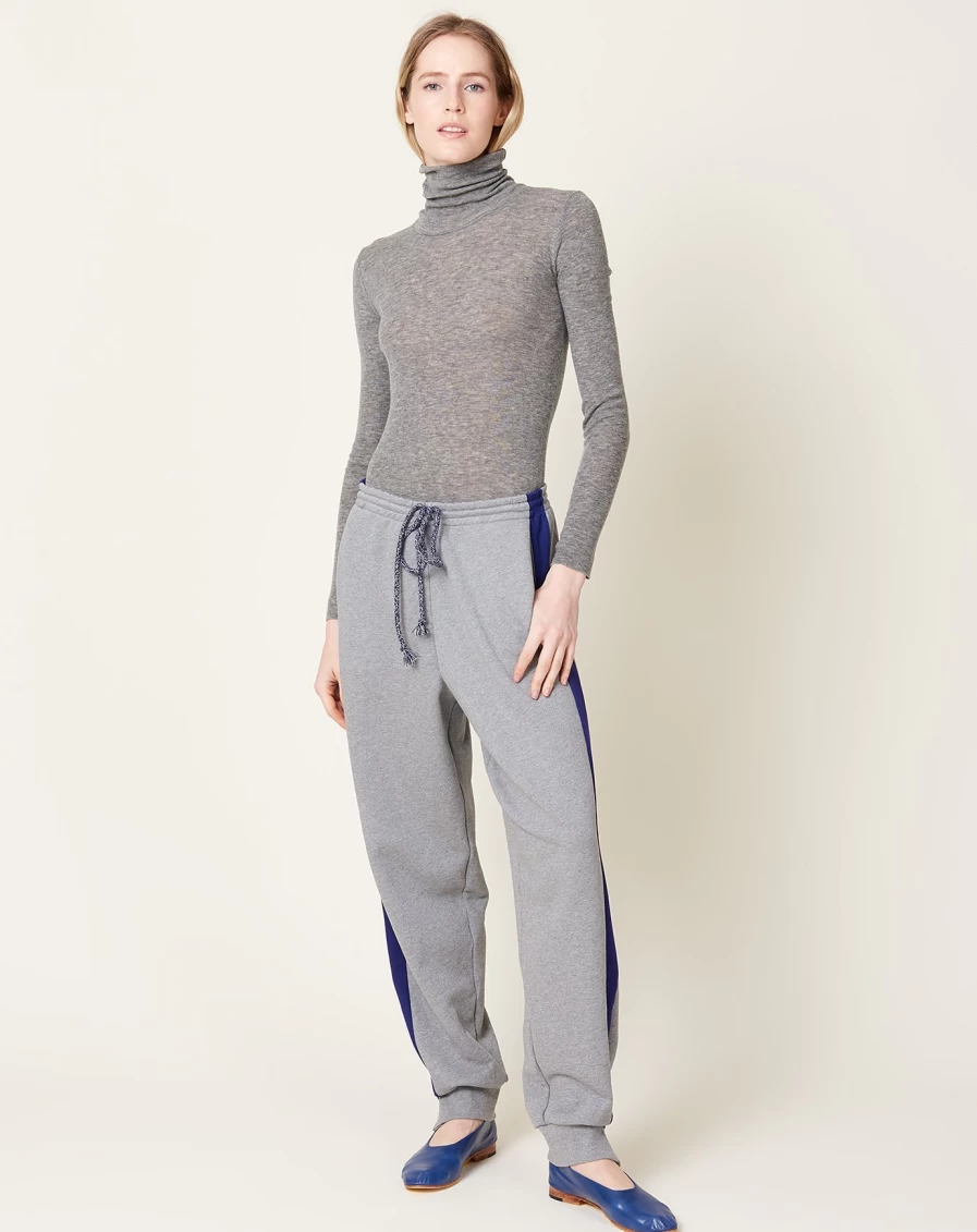 6397 Men's Heather Grey Striped Sweatpants - Comfortable Casual Joggers