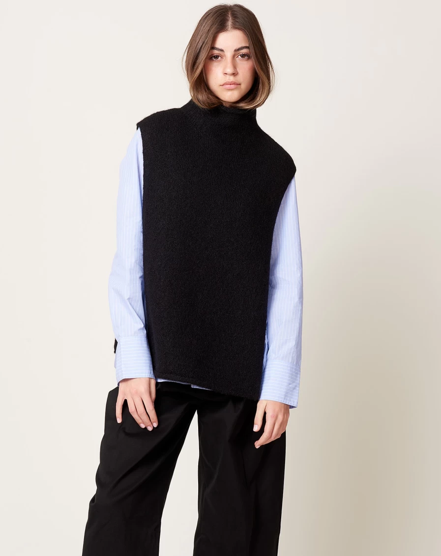 "Lauren Manoogian Black Tabard - Premium Wool Blend Oversized Poncho"
