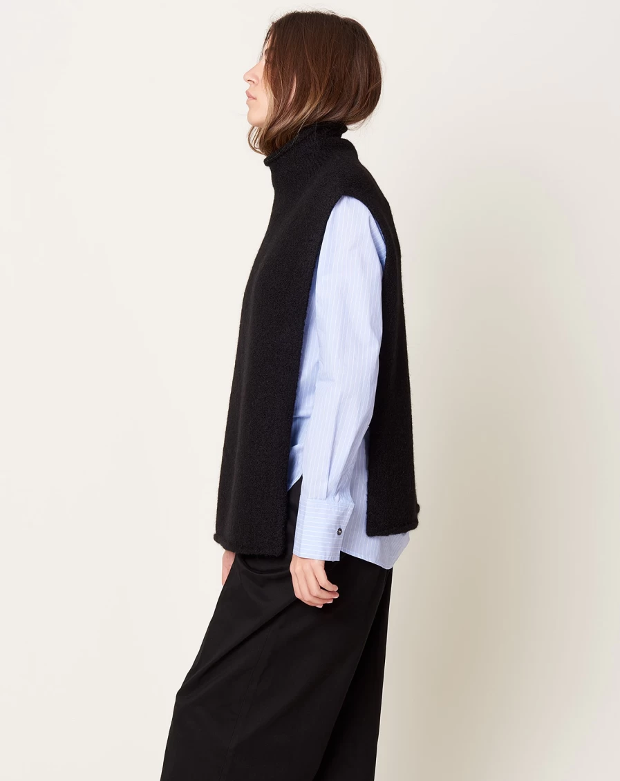 "Lauren Manoogian Black Tabard - Premium Wool Blend Oversized Poncho"