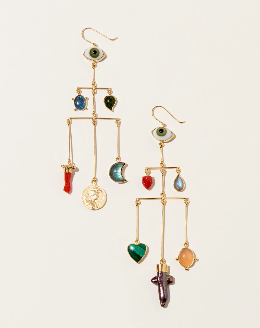 "Grainne Morton Handcrafted Pyramid Drop Earrings – Unique Bohemian Jewelry Design"