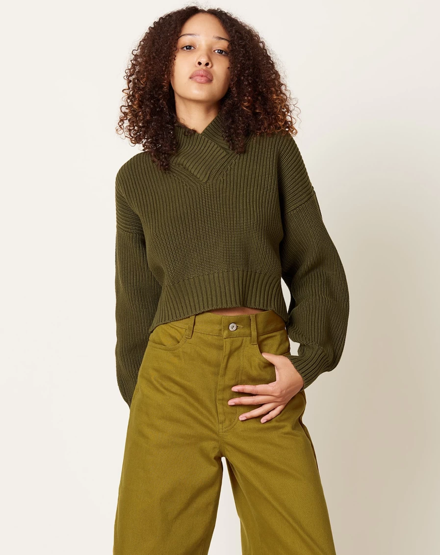 Kowtow Unity Sweater - Sustainable Moss Green Knitwear for Eco-Conscious Fashion