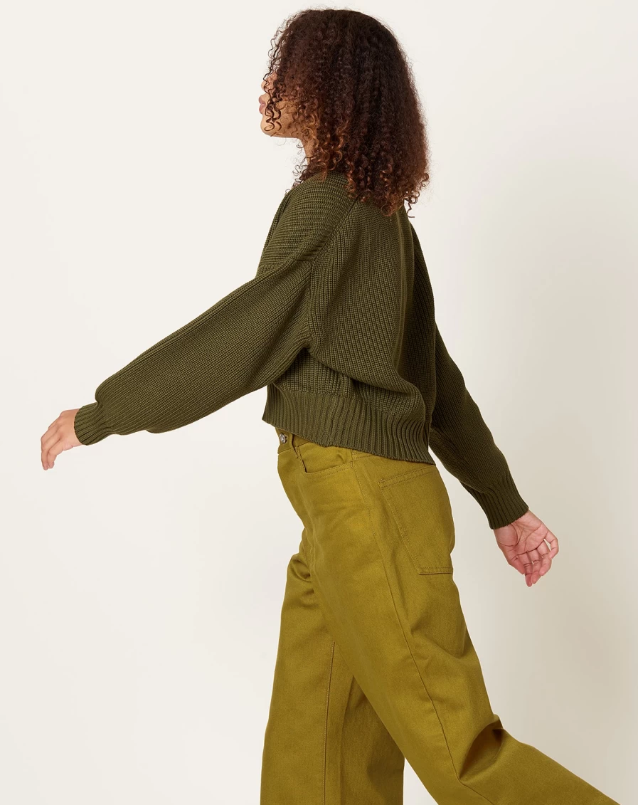 Kowtow Unity Sweater - Sustainable Moss Green Knitwear for Eco-Conscious Fashion