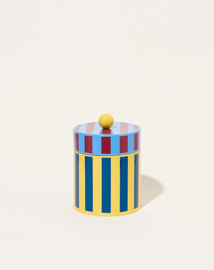 Dusen Dusen Small Striped Canister - Decorative Storage Container with Vibrant Patterns