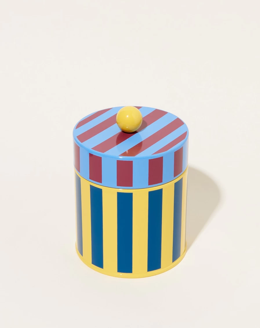 Dusen Dusen Small Striped Canister - Decorative Storage Container with Vibrant Patterns
