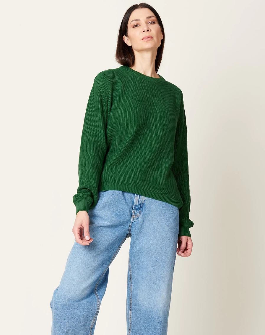 Kowtow Escape Crew Organic Cotton Sweatshirt - Sustainable Evergreen Pullover