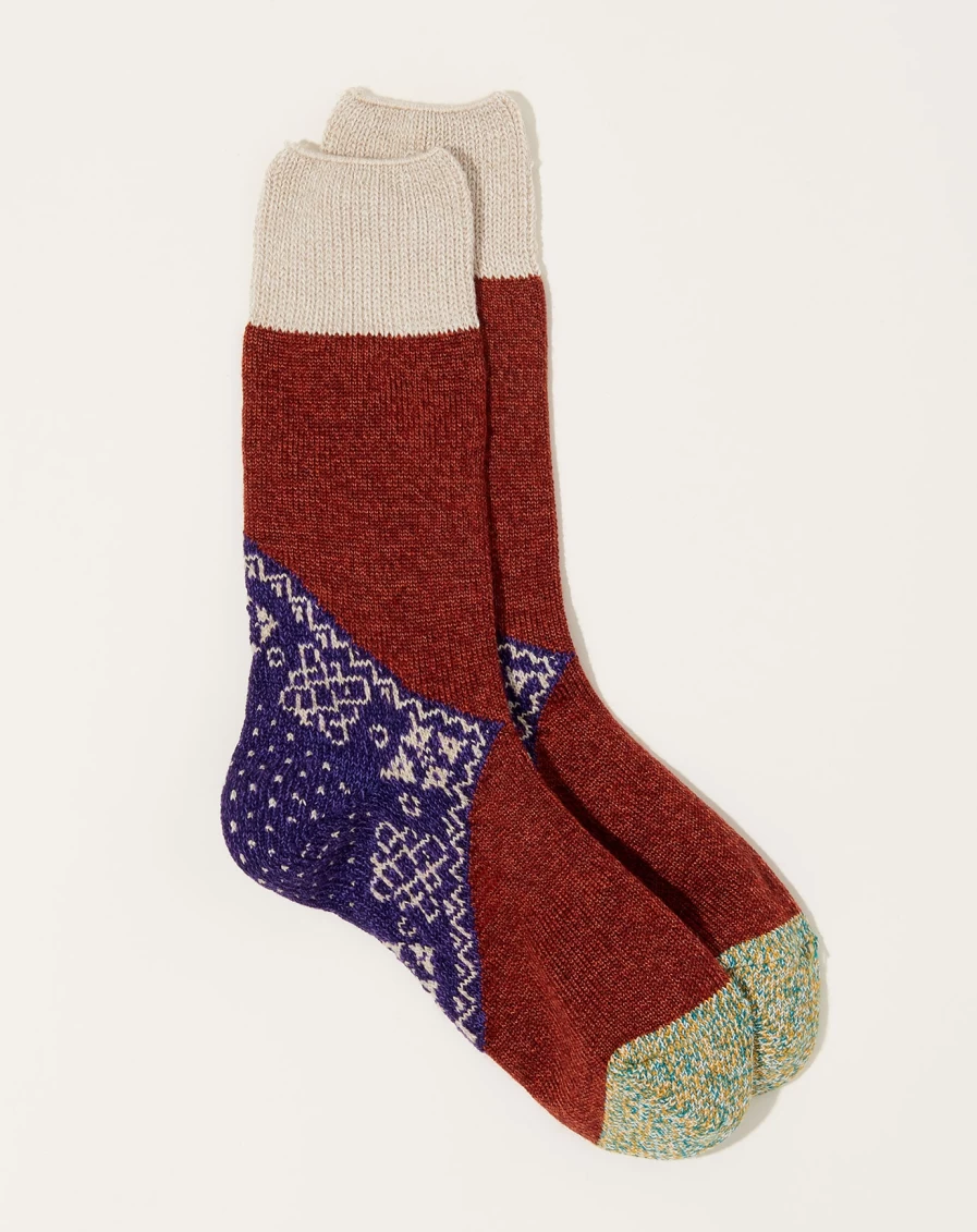 Kapital Purple Wool Heel Bandana Socks - 96 Yarns Comfort Design