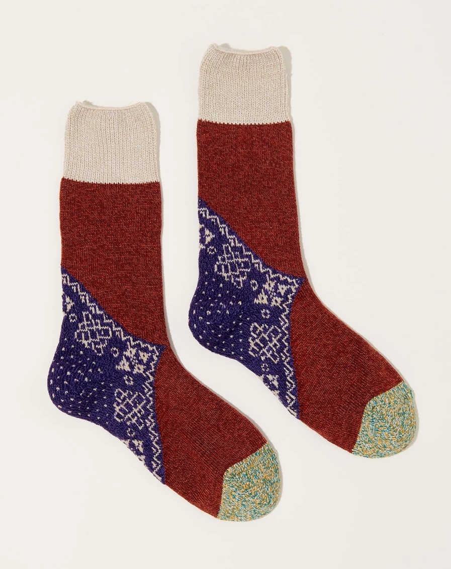 Kapital Purple Wool Heel Bandana Socks - 96 Yarns Comfort Design