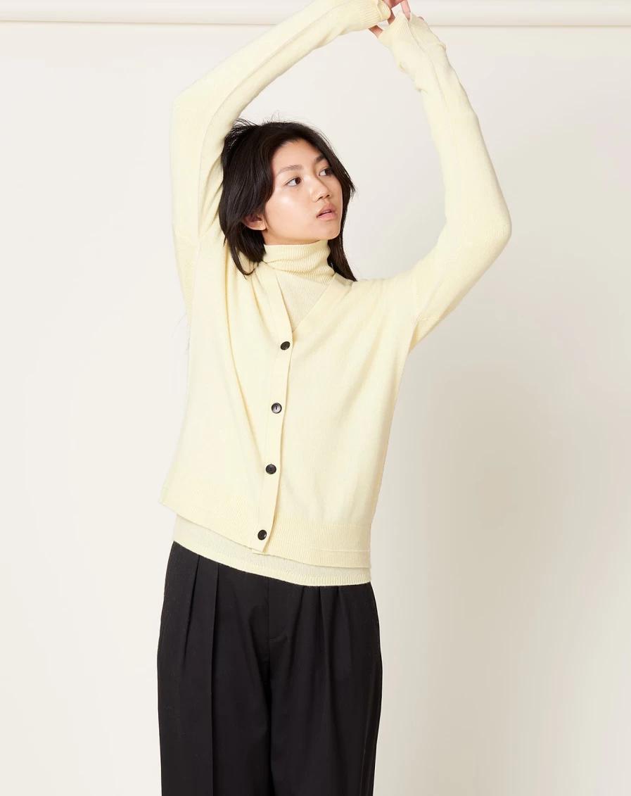 Maria McManus Lemonade Featherweight Boyfriend Cardigan - Lightweight Women's Knit Sweater