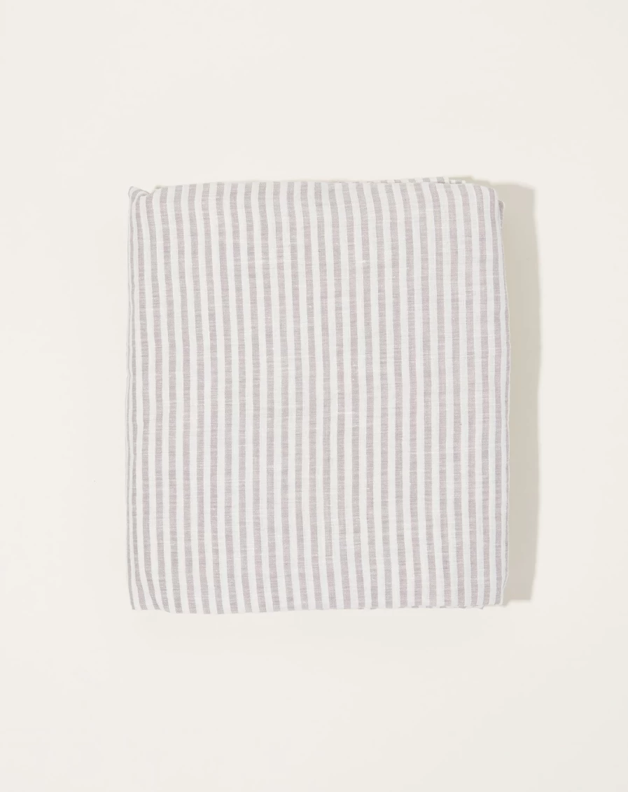 "Deiji Studios Grey Striped Bed Sheets – Premium Cotton Stripe Pattern Sheets"