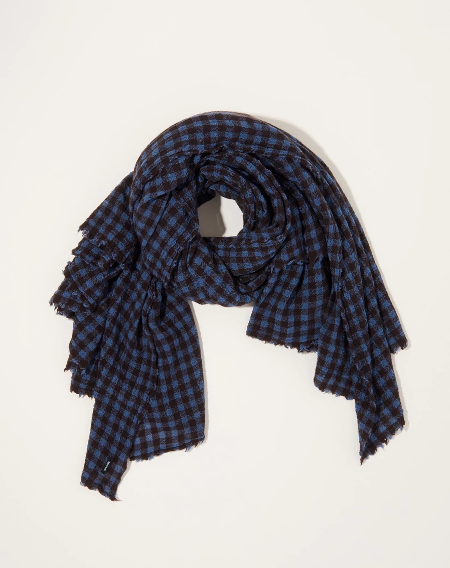 "Apuntob Checked Wool Scarf in Mocha – Warm & Stylish Winter Accessory"