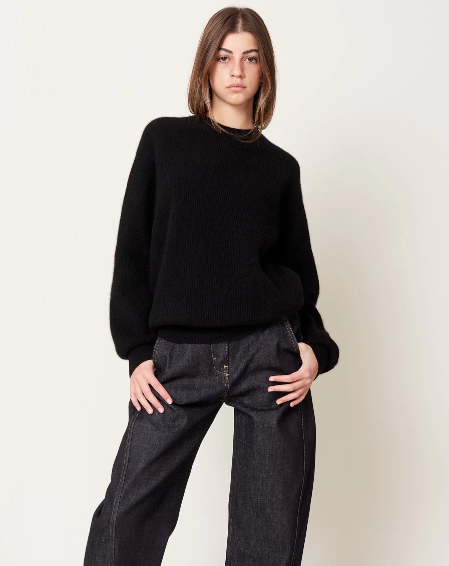 Batoner Black Cashmere Fox Crew Neck Sweater for Men & Women