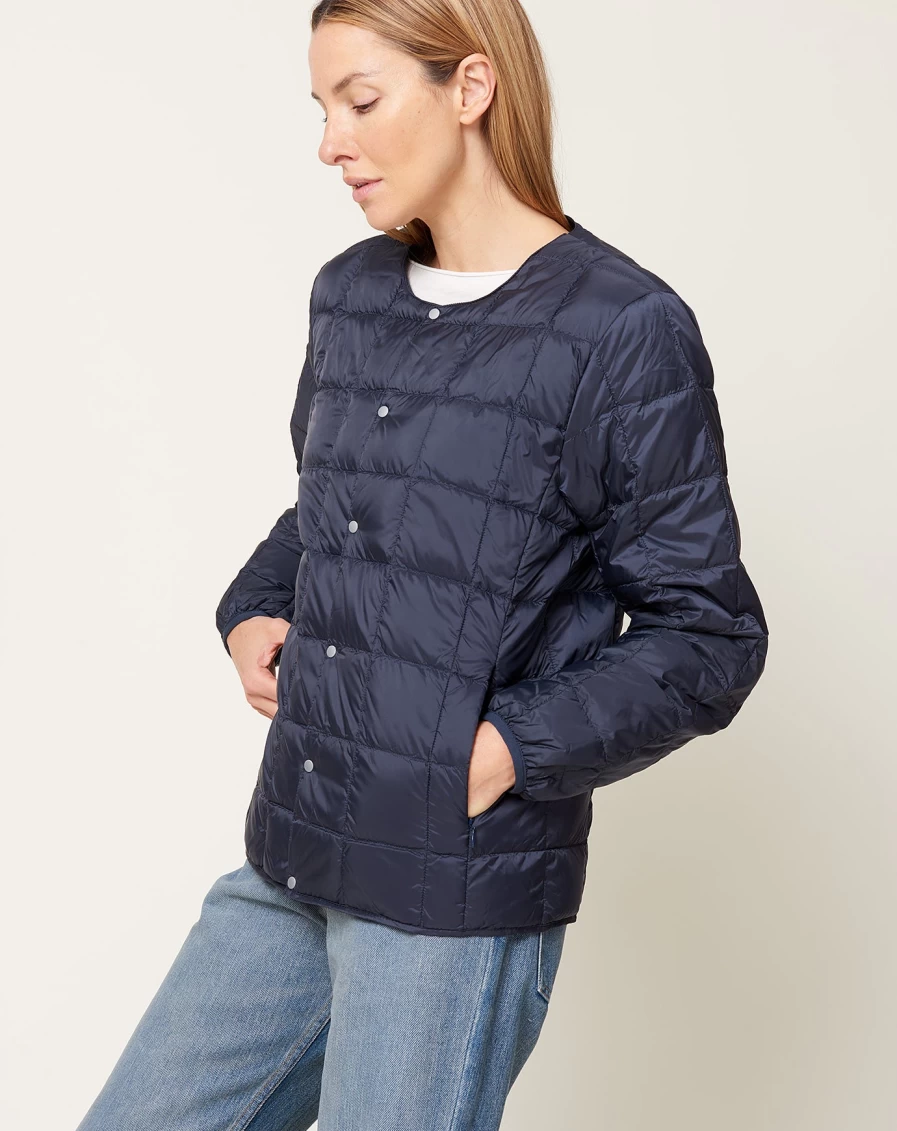 Taion Men's Dark Navy Basic Crew Neck Down Jacket - Lightweight Warm Winter Coat