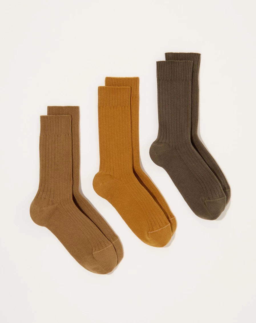 Baserange 3-Pack Ribbed Overankle Socks - Soft Combo for Men & Women