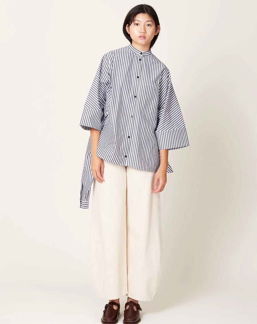"Henrik Vibskov Black & White Striped Double Shirt – Stylish Designer Top"