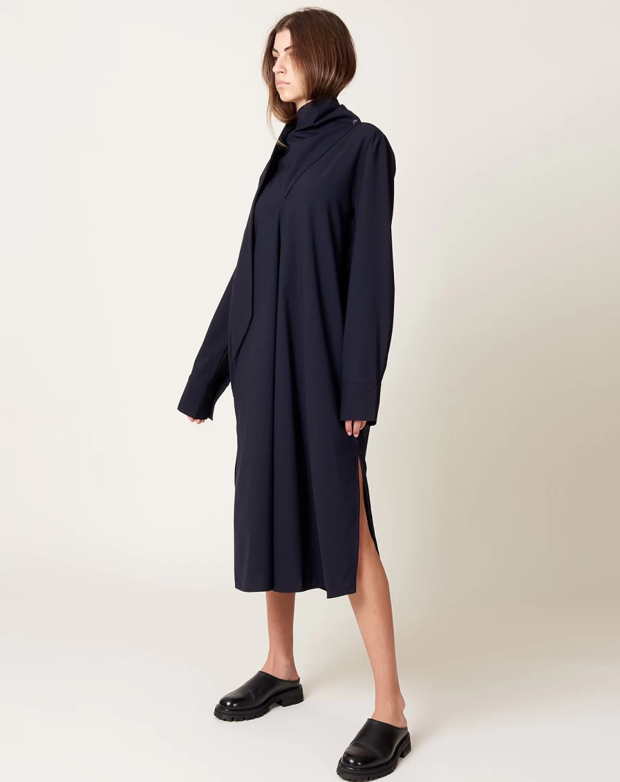 Studio Nicholson Ohrid Scarf Neck Dress - Darkest Navy Blue Womenswear