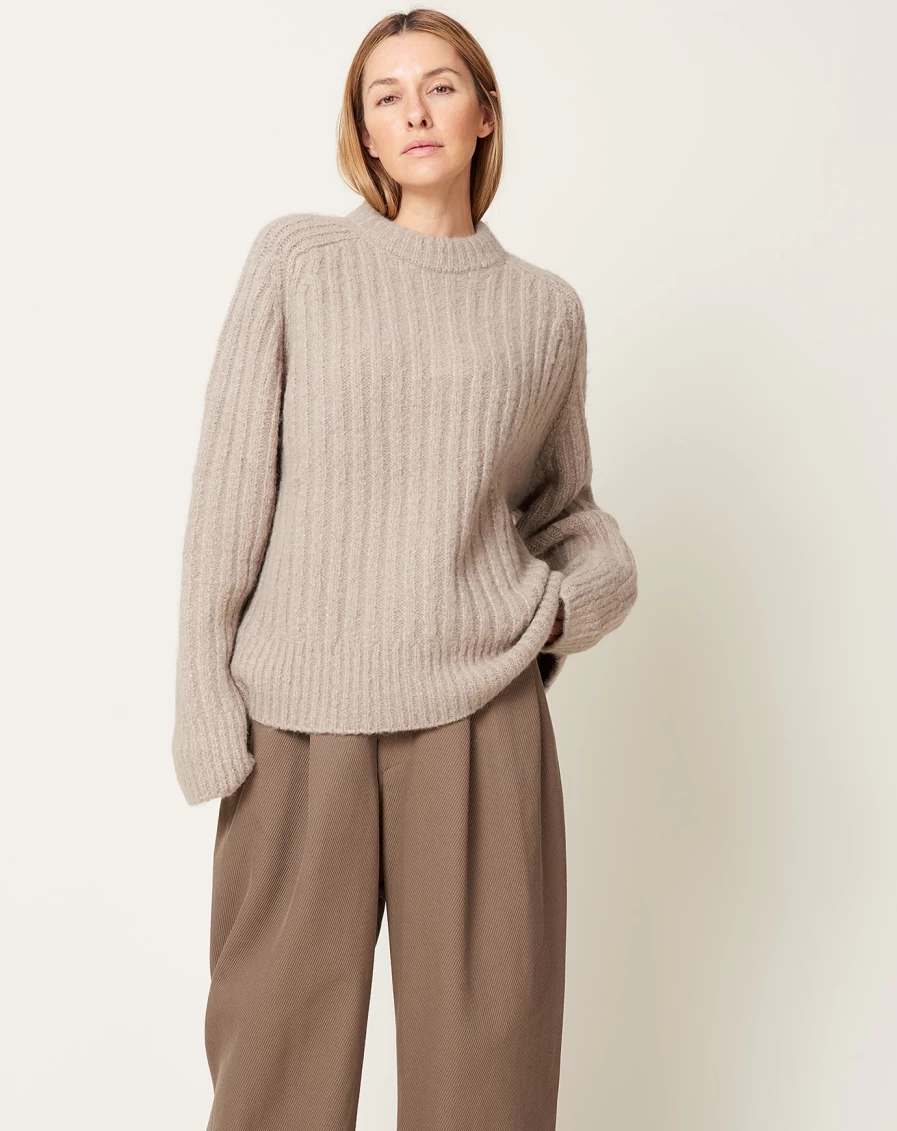 Lauren Manoogian Stoneware Ribbed Saddle Neck Sweater