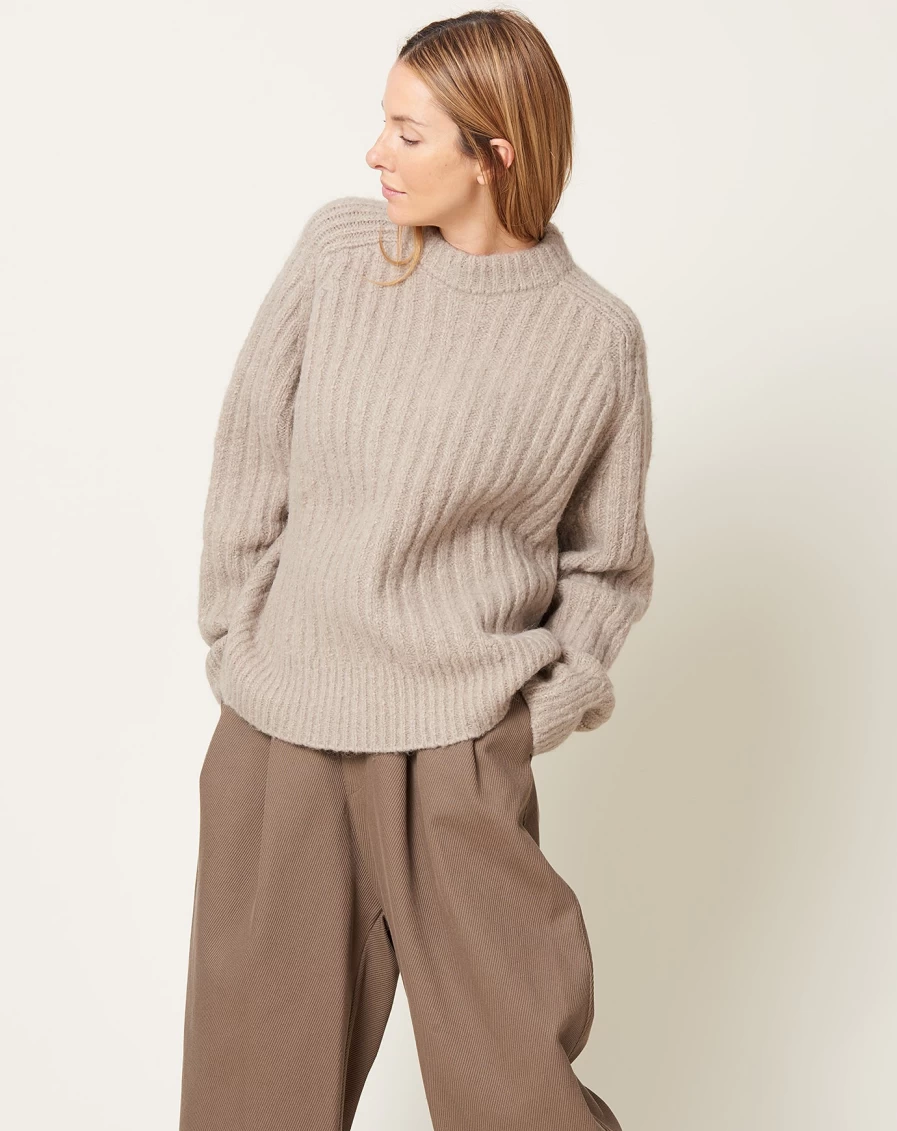 Lauren Manoogian Stoneware Ribbed Saddle Neck Sweater
