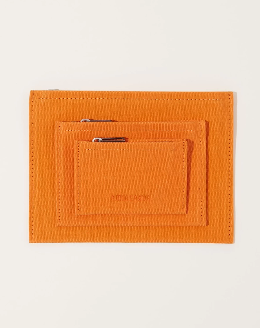 Amiacalva Orange Washed Canvas Pouch - Durable & Stylish Storage Bag