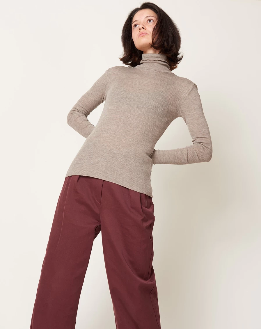 Skall Studio Amy Brown Turtleneck Sweater Women's Eco-Friendly Knit Top
