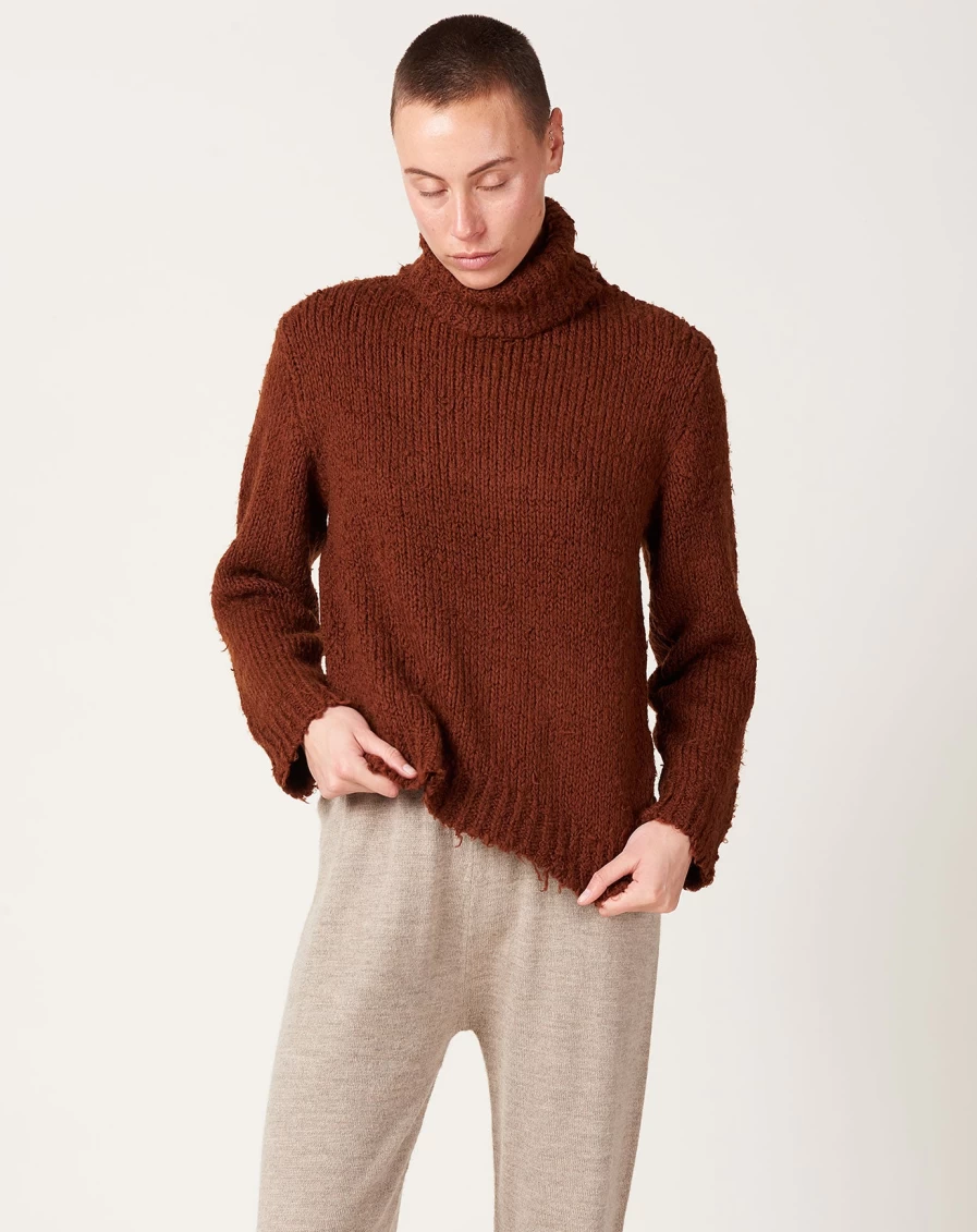 Caron Callahan Nadia Tobacco Turtleneck Sweater Women's Knit Top