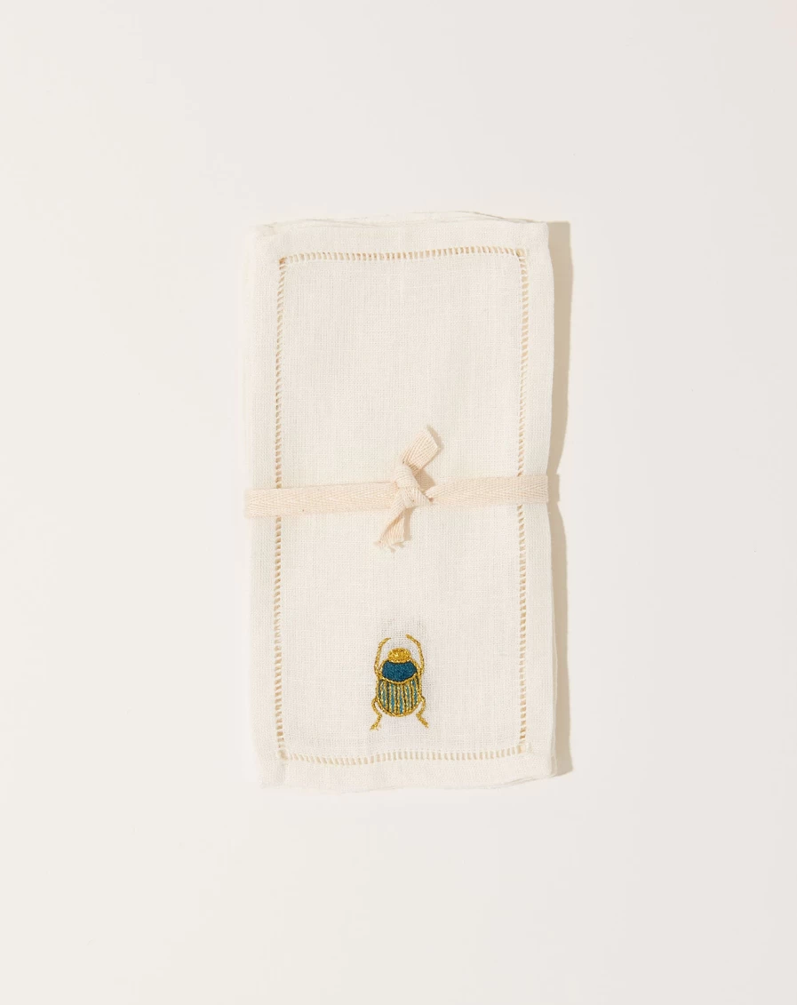 Malaika Elegant Scarab Design Cocktail Napkins Set - Premium Quality Party Napkins for Drinks and Beverages
