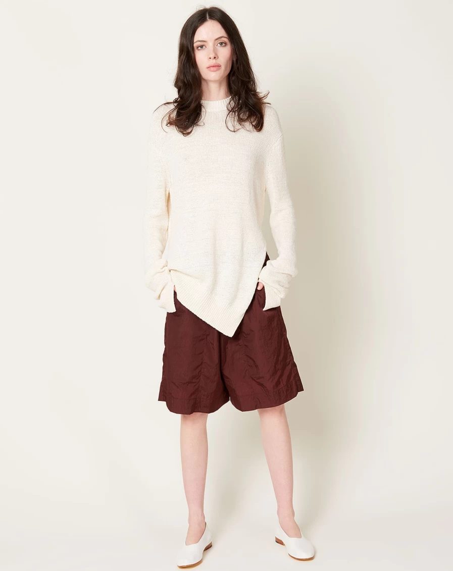 Studio Nicholson Iseo Chestnut Shorts - Men's/Women's High-Waisted Linen Blend Casual Summer Shorts