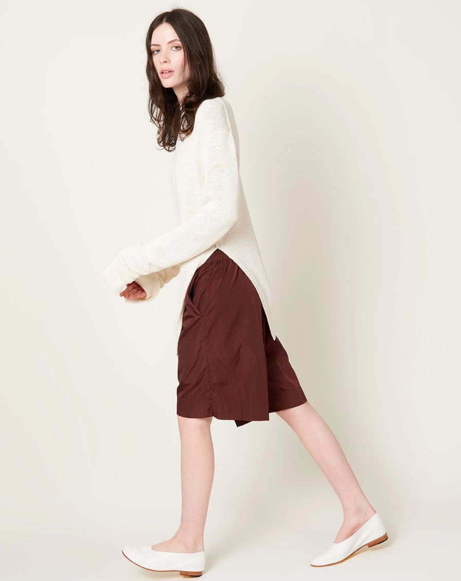 Studio Nicholson Iseo Chestnut Shorts - Men's/Women's High-Waisted Linen Blend Casual Summer Shorts