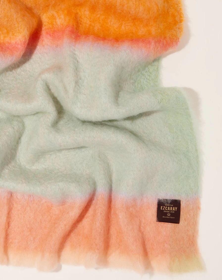 Mantas Ezcaray Mohair Melon Candy Rozco Luxury Throw Blanket